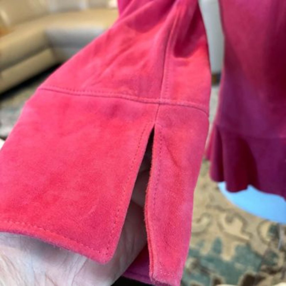 Pink Suede Ruffle Jacket - - Picture 7 of 7